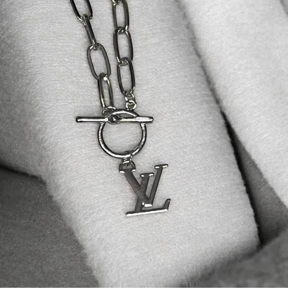 Stamped Silver Louis Vuitton Authentic Upcycled LV charm necklace - Picture 4 of 8